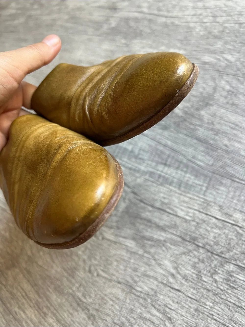 Shoto Italy Handmade Ruched Soft Leather Mules Ochre Tan Size EU 36